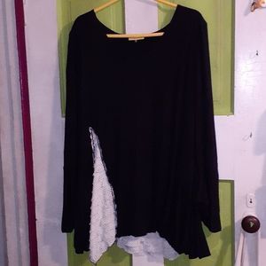 Giselle Shepatin Black Shirt Polka Dot Ruffles XL‎